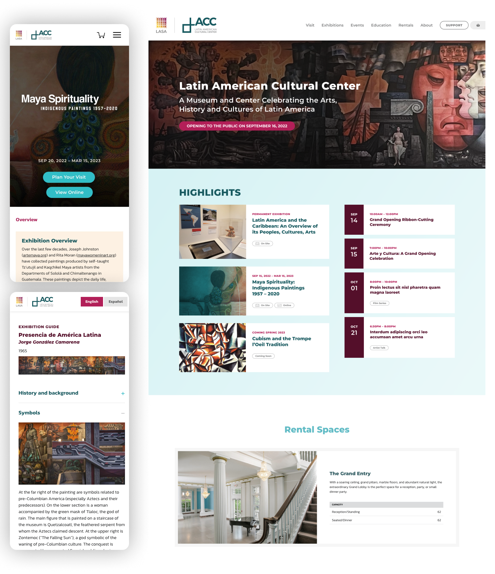 A screenshot of the LACC website and a mobile screenshot